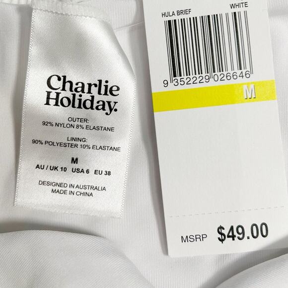 CHARLIE HOLIDAY Hula Cheeky Brief Ribbed White Bikini Bottom - Picture 6 of 6